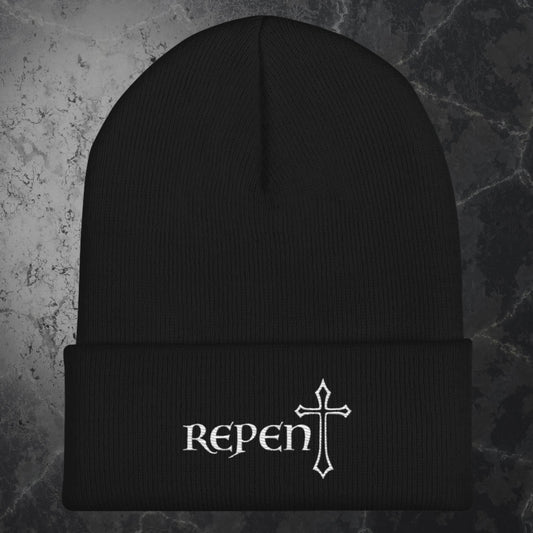 Repent white logo Cuffed Beanie